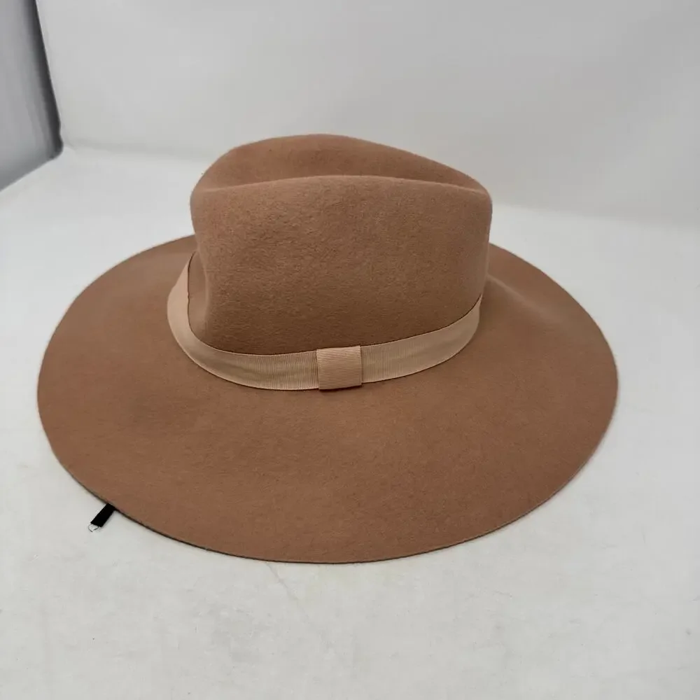 Wallaroo Hat Company Catriona Wide‎ Brim Wool Fedora Tan Beige Felt